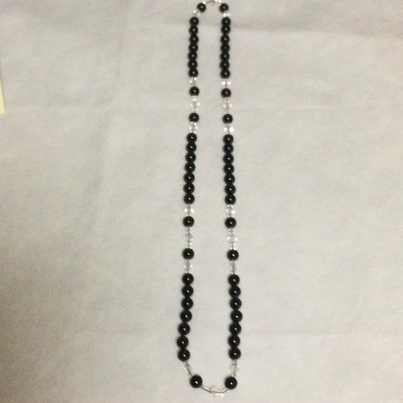 Elegant Vintage Onyx and Crystal Necklace - Picture 1 of 5